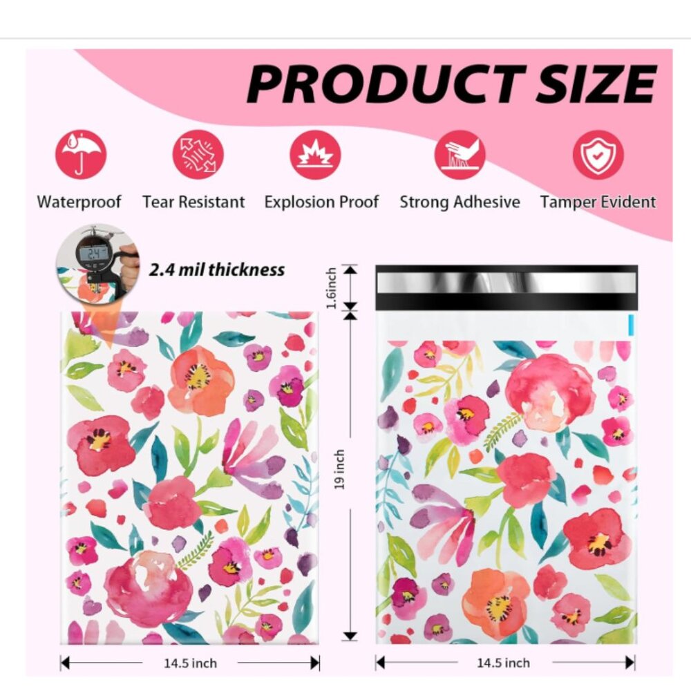New Poly Mailers 14.5x19 Floral Spring 8ct - Picture 1 of 1